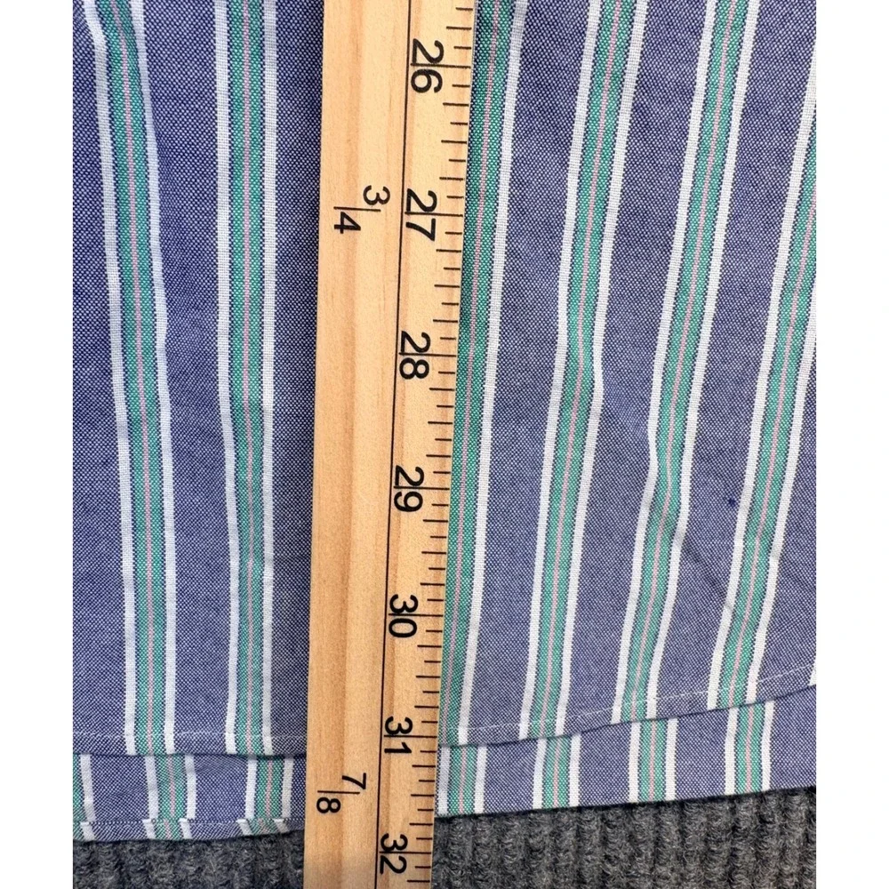 Polo Ralph Lauren Mens LT Blue Green Striped Oxford Button Down Shirt LS